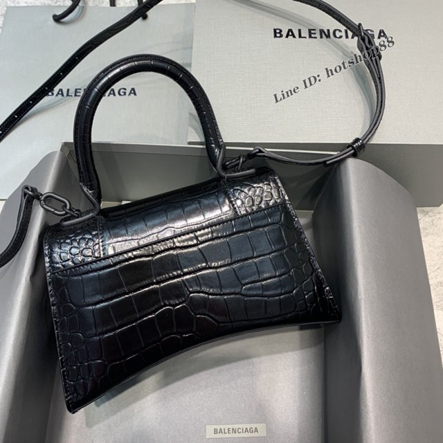 Balenciaga專櫃新款小號手提肩背女包原單沙漏包 巴黎世家鱷魚綠色綠扣沙漏包 fyj1394